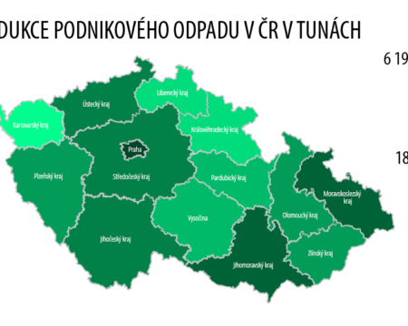 mapa produkce odpadů v ČR