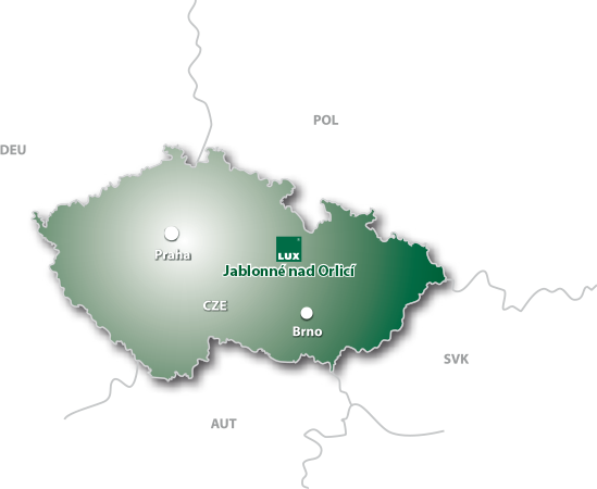 Mapa ČR s polohou firmy