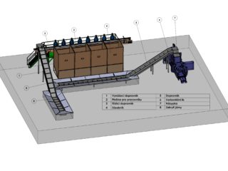 Horizontální balíkovací lis umsítěň do třídicí linky